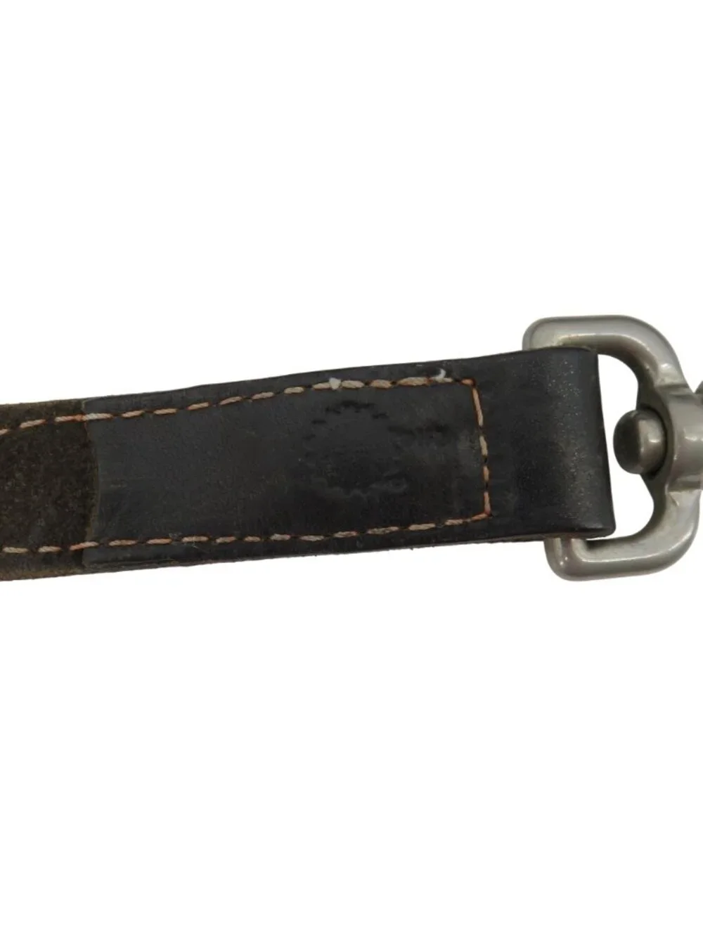 Harley Davidson 50in Brown Leather Silver Metal Logo Dog Leash Orange Stitching